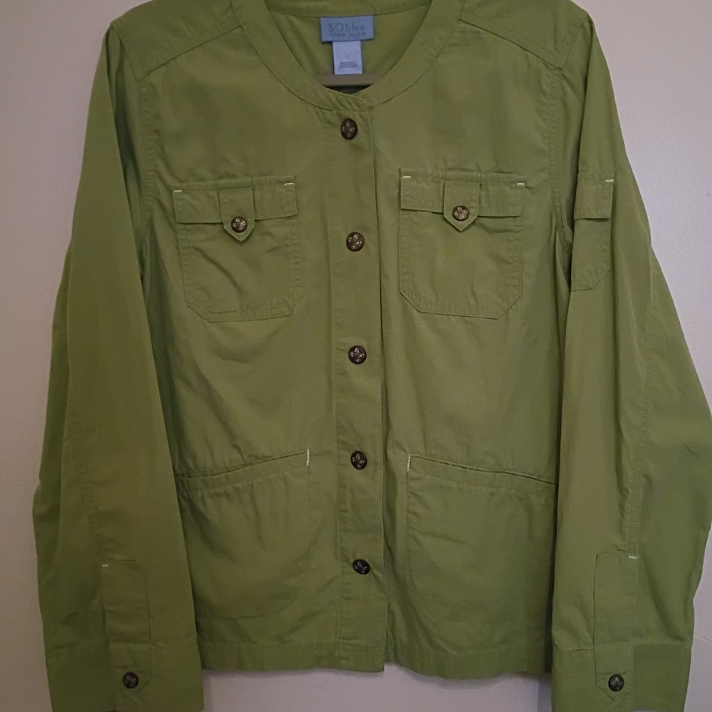Sigrid OlsenWomen's Light Green Utility Jacket 100% Cotton Sz L